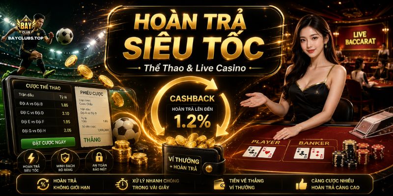 Hoàn trả siêu tốc tại sảnh Thể thao và Live Casino